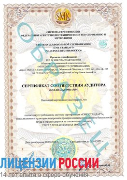 Образец сертификата соответствия аудитора №ST.RU.EXP.00014300-1 Бирск Сертификат OHSAS 18001